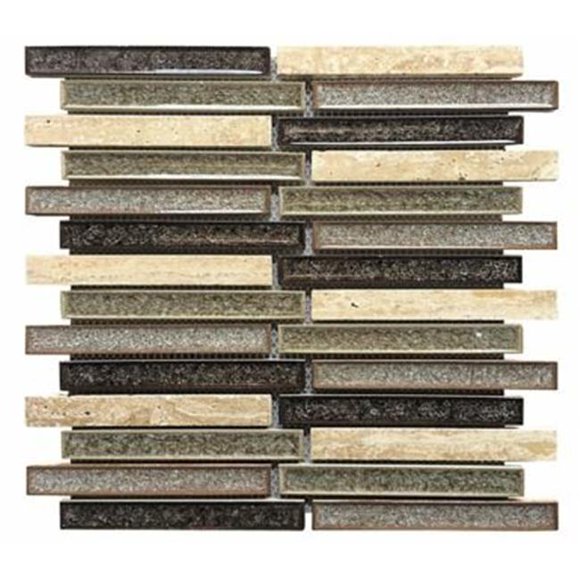Intrend Tile CT001-B Mélange de Mosaïque Linéaire en Céramique et Pierre 0,75 x 6 Po - Beige