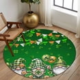 thumbnail image 2 of Large Round Rug 8Ft Washable Non-Slip, St. Patrick's Day Circle Area Rugs for Living Room Bedroom, Spring Shamrock Gnomes Balloons Flag Green Indoor Floor Mats Carpet Runner for Home Decor, 2 of 8
