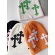 thumbnail image 3 of Sifreyr-gorro de punto para mujer, gorro ligero y plegable, a prueba de viento, para ciclismo, decoración cruzada, Y2K, 3 of 4