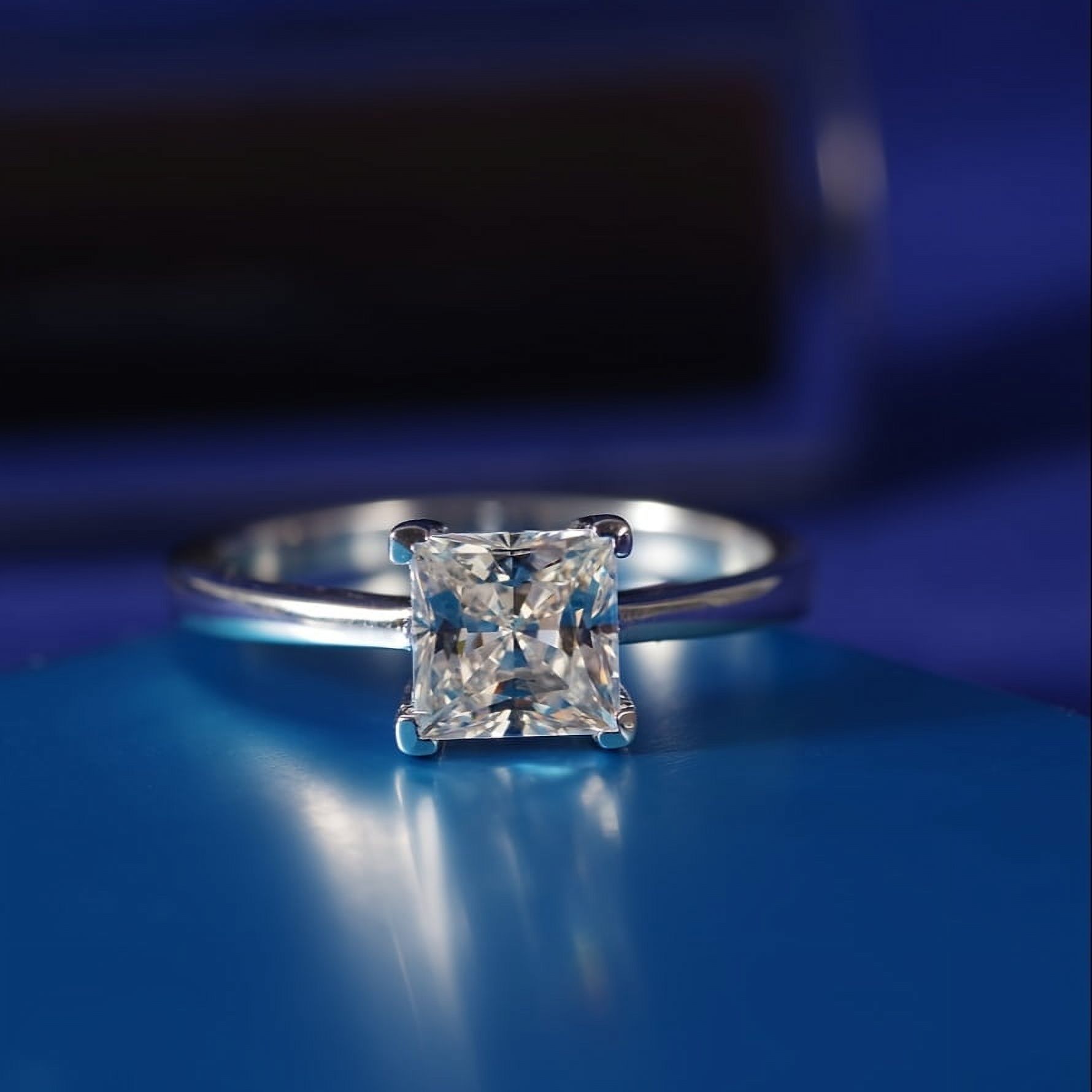1 Carat Classic Princess Cut Moissanite Ring for Women, Engagement Wedding Jewelry