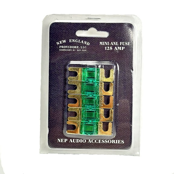 NEP Audio 5 Pack 125 Amp Mini ANL Fuse  Gold Plated Car Audio