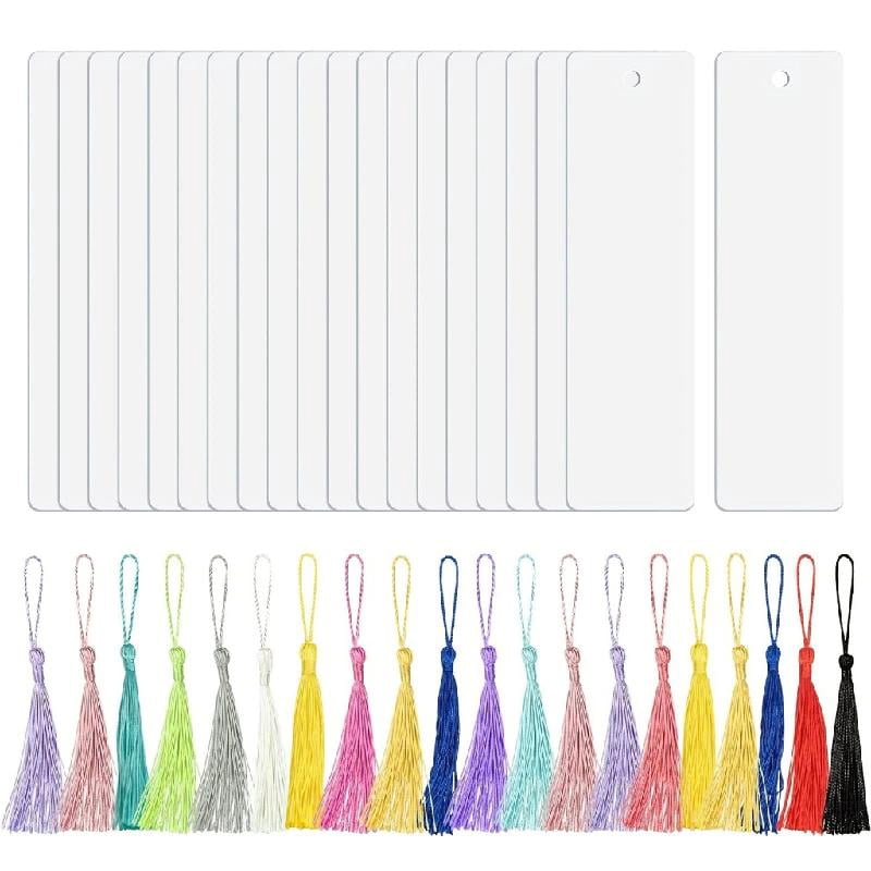 BQBQERT 20Set Metal Bookmarks Kits with Colorful Tassels Double Sided Heat Transfer Bookmarks Accessories Reading Supplies