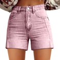 thumbnail image 2 of Jean Shorts Jorts Womens, High Waist Denim Relaxed Fit Retro Printed Floral with Pockets, Pink S-XXL, 2 of 3