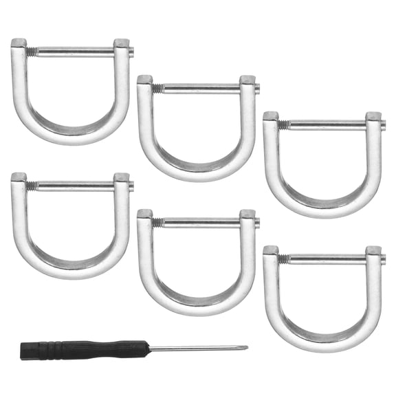 Uxcell D-Rings Screw in Shackle 6 Pcs Zinc Alloy Semicircle Buckles Replacement for Purse Keychain Accessories Silver 13/16"