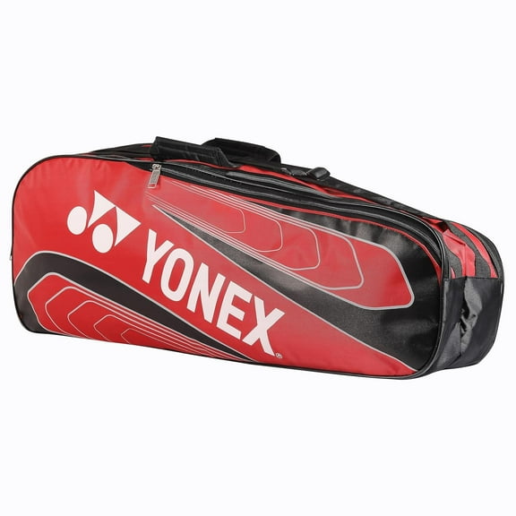 Yonex Badminton Kitbag BT5, 2 Zipper Compartment For Storage Of 3 Rackets & Clothes \| Colour - Red Black, Size - Small, Material - Nylon