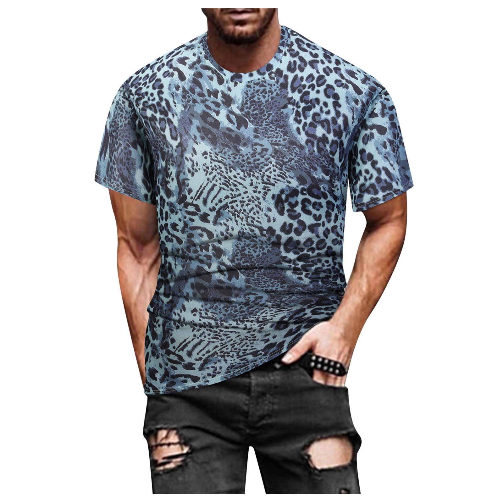 VSSSJ Casual Shirts for Men Regular Fit Fashon 3D Leopard Print
