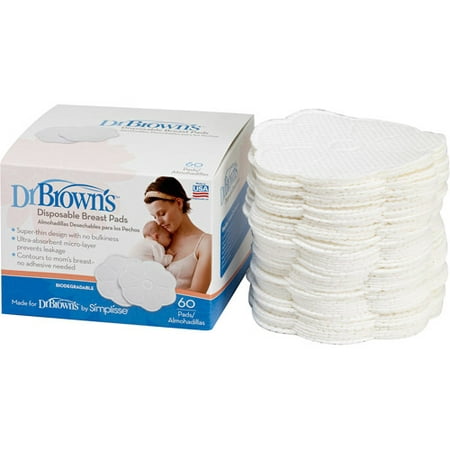 Dr. Brown's Disposable One-Use Absorbent Breast Pads for Breastfeeding and  Leaking - 60pk