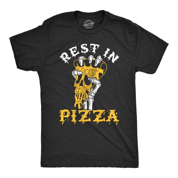 Mens Rest In Pizza T Shirt Funny Skeleton Halloween Tee Graphic Tees