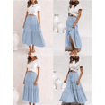 thumbnail image 6 of Womens Boho Maxi Skirt Elastic High Waist A-Line Pleated Ruffle Flowy Long Skirts, 6 of 6