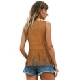 thumbnail image 4 of GEWSEY Women Tassel Vest 70s Hippie Cowgirl Western Suede Rivets Sleeveless Fringe Waistcoat Streetwear Outerwear (Yellow, XXL), 4 of 9