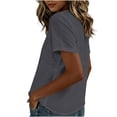 thumbnail image 6 of aohooy Linen Tops for Women Bohemian Peasant Tunic Blouse Summer Embroidered Short Sleeve U Neck Flowy Boho Gauze Tee Shirts 2026 Gray,XL, 6 of 7