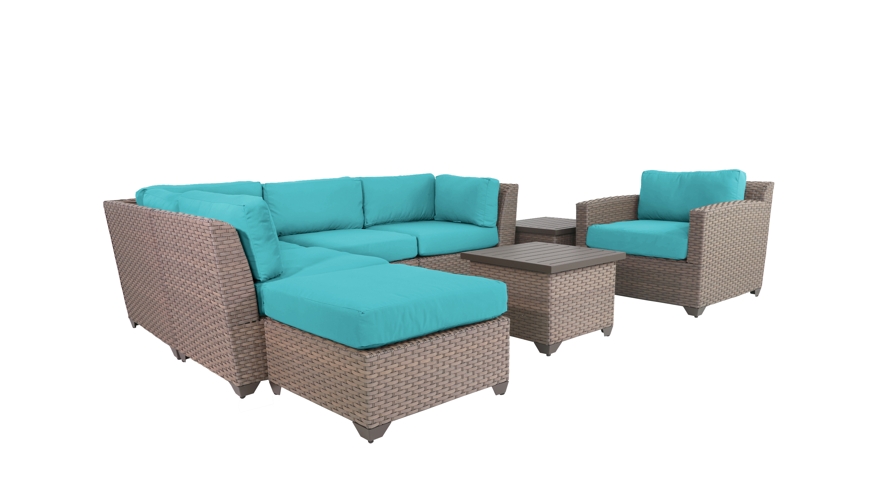 TK Classics Florence Wicker 8 Piece Patio Conversation Set with End Table and 2 Sets of Cushion Covers - image 4 of 12