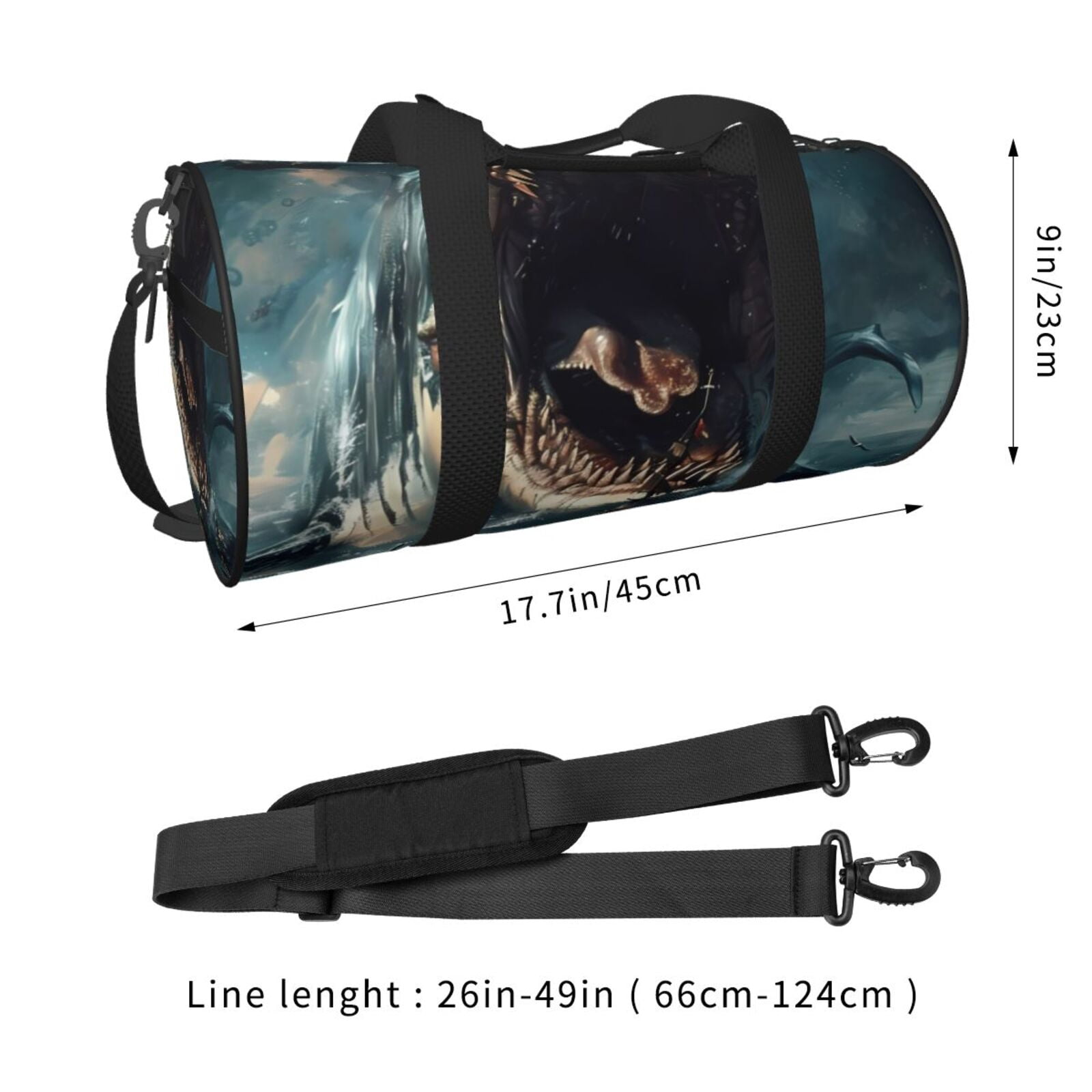 Vsdgher Wave Sailboat Shark 45L Foldable Duffel Bag, Sports Gym Bag,Overnight Bag, Portable Weekender Bag for Airplanes