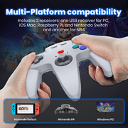 Luxmo Wireless 2.4G N64 Controller Game Pad Joystick for N64 Game System/Switch PC Mac