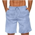 thumbnail image 2 of Mens Summer Shorts Linen Cotton Casual Shorts for Men Drawstring Elastic Waist Lightweight Beach Shorts, 2 of 8