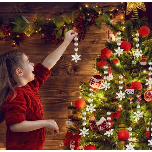 Fiudx Colgante de Copo de Nieve Transparente, Adorno para Árbol de Navidad, Diseño de Cristal, Elegante Decoración Navideña, para Uso En Interiores y Exteriores, Paquete de 15, Tamaño de 11,8 Cm