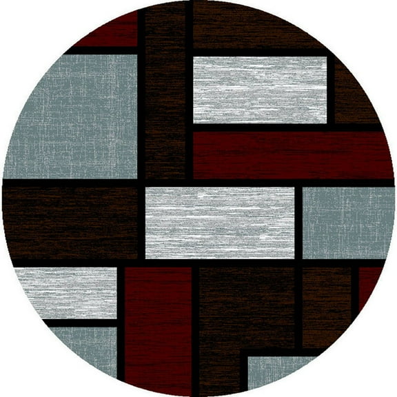 Premium 3D Hand Carved Thick Modern Contemporary Abstract Rug Design 3995 Burgundy Brown 6'6''x6'6'' Round