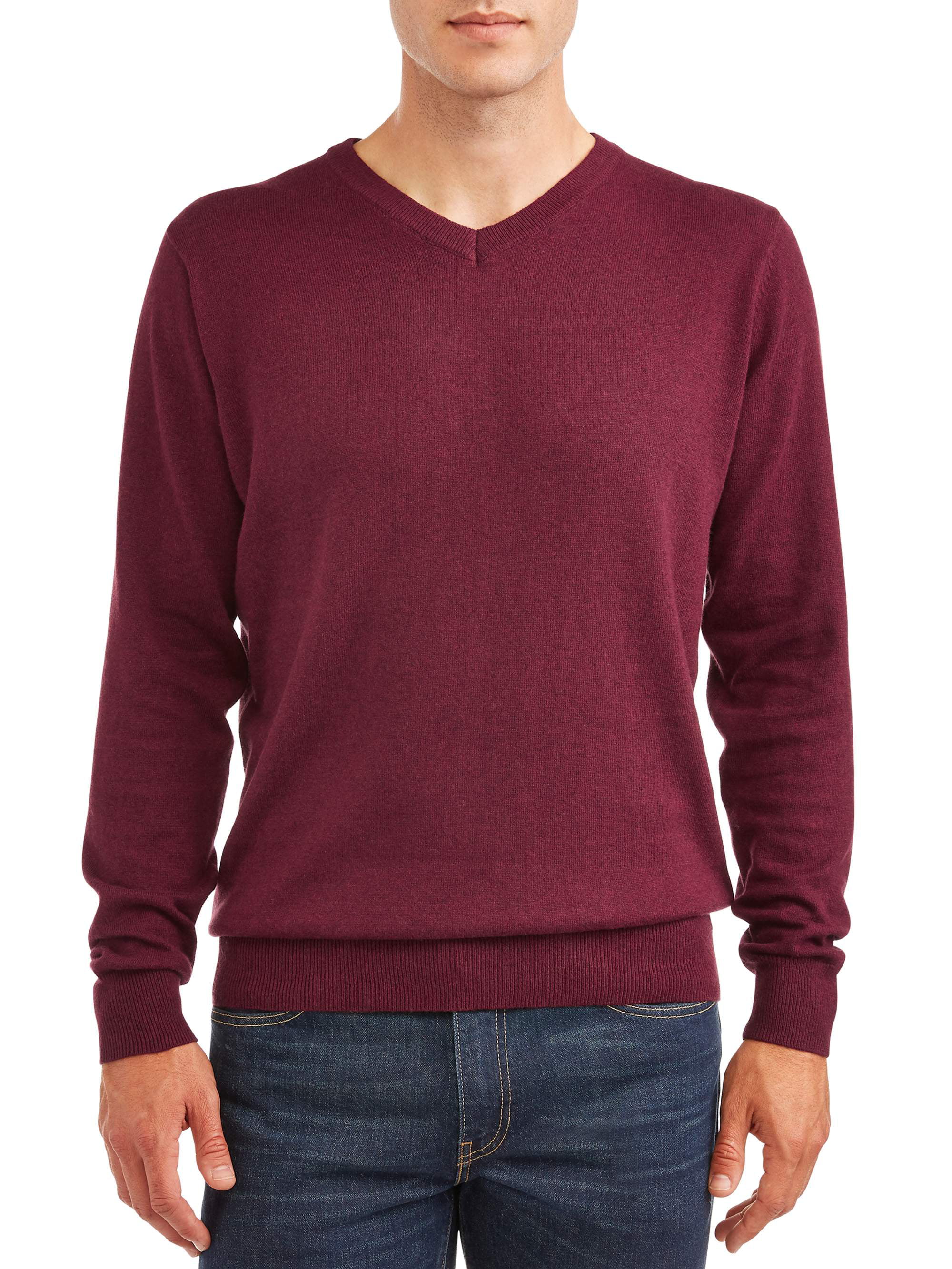 George Men's and Big Men's V-neck Cashmere Sweater, up to Size 3XL ...