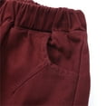 thumbnail image 5 of Povozer Toddler Boy Elastic Waist Pull On Cotton Shorts for Littler Kids Boys(Wine,6-12M), 5 of 5