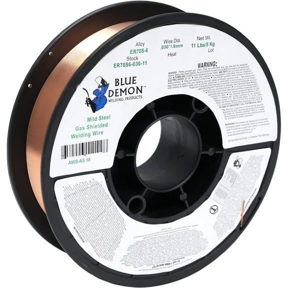 Blue Demon ER70S6 MIG/GMAW Carbon Steel Welding Wire, All Position, Low Spatter, Formulated to Provide Porosity-Free, X-Ray Quality Welds even on Dirty/Rusty Steel (.030" 11# Spool)
