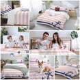 thumbnail image 5 of 3 Piece Anchor Pink Duvet Cover Set Twin Size, Microfiber Comforter/Quilt Cover with Corner Ties and 2 Pillowcases, Modern Navy Blue White Striped Nautical All Season Soft Bedding with Zipper Closure, 5 of 8