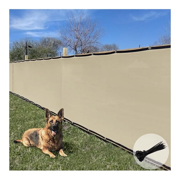 Sunrise 8' x 13' Privacy Fence Screen with Grommets, Outdoor Windscreen Fence Covering Privacy Screen UV Blockage for Backyard Garden Patio, Zip Ties Included (Beige)