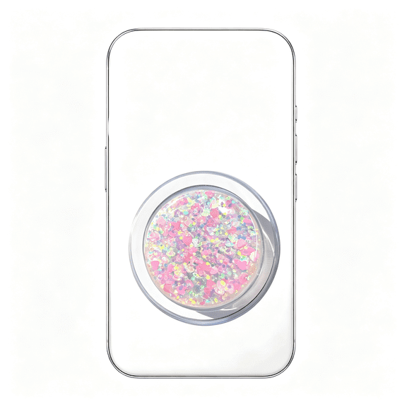 KUMEE Magnetic Retractable Phone Stand,Phone Grip,Suitable for Round Foldable Phones and Tablet Accessories Transparent Shinepowder (Magnetic Heart-Shaped Color)