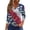 Deep Red #099, variant on 4th of July Shirts for Women 3/4 Sleeve Tshirts Casual American Flag Print Tops Independence Day Patriotic Pullover USA 250th Anniversary Celebration Party V Neck Blouses Watermelon Red S