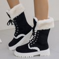 thumbnail image 2 of Mepaouo Fashion Platform Mid Calf Boots for Women Lace up Fleeced Winter Warm Outdoor Shoes(Black,5.5), 2 of 8