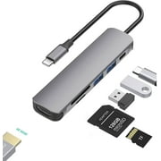 KOMI USB C to HDMI Adapter for MacBook Pro Air, 6 in 1 USB-C Digital AV Multiport Adaptor Dongle with USB3.0&2.0/SD/TF Card Reader Slot for Mac M1 M2 M3 iPad Pro & Other Type C Devices