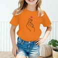 thumbnail image 2 of Toddler Girl Shirts Kid Leisure Graphic Fashion Round Neck Short Sleeve Tee Summer Wear Girls Tops Orange 5 Years-6 Years, 2 of 5