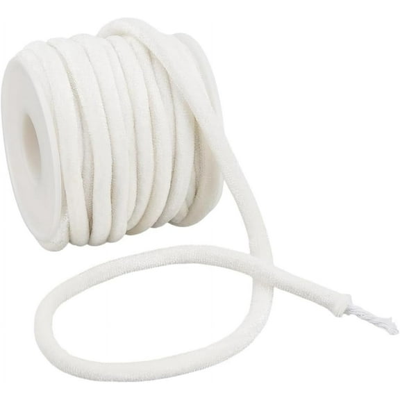 10 Yards Velvet Cord for Crafts 6mm White Round Tubing Fabric Cord with A Spool Piping Trim Velvet Cord Trim for Sewing Pillow Curtains Cloth Trimming Accessories