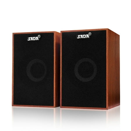 SADA V-160 USB Wired Wooden Combination Speakers Computer Speakers Bass Stereo Music Player Subwoofer Sound Box for Desktop Laptop Notebook Tablet PC Smart