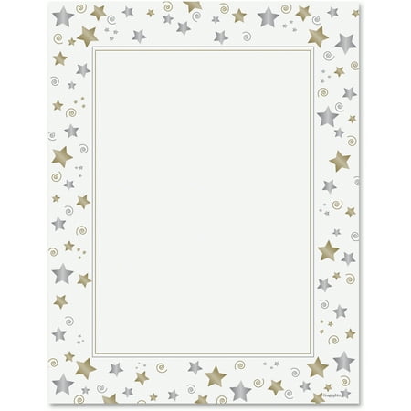 Nice Design Paper - Geographics, GEO47103, Stars/Swirls Design Laser/Inkjet Paper, 40 / Pack, Gold,Silver