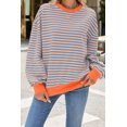 thumbnail image 6 of Sweatshirt For Women Oversized Long Sleeve Striped Pullover Color Block Crewneck Casual Loose Tops Y2K Clothes Workout Shirt, 6 of 7