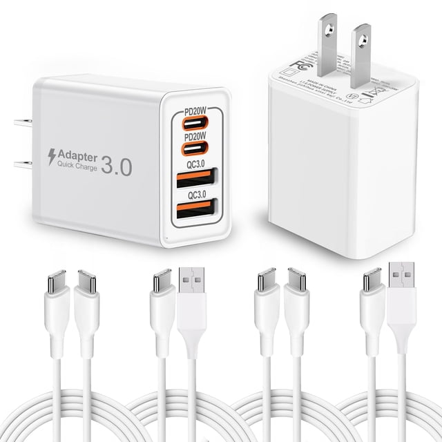 Cargador rápido Charger Famoby de 40 W, paquete de 2 con 2 cables USB-C