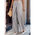 thumbnail image 2 of Women'S Elegant Wrap Front High Waisted Wide Leg Pants Suit Pants Trousers Gray S, 2 of 8