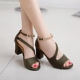 thumbnail image 3 of Sandalias de tacón grueso de gamuza con hebilla de estilo europeo y americano de verano, zapatos de tacón alto romanos para mujer, 3 of 6