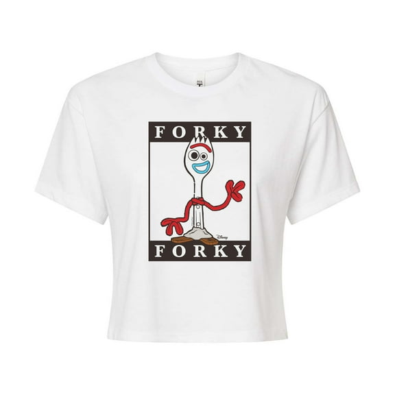 Toy Story 4 - Type Block Forky - Juniors Cropped Cotton Blend T-Shirt