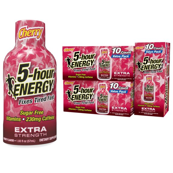Energy Shots ENERGY Extra Strength Cherry, 5 horas, 30 x 57 ml