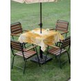 thumbnail image 4 of Outdoor Tablecloth with Umbrella Hole for Patio/Picnic/Party/Camping, Golden Yellow Palm Leaves Waterproof Table Cloth Square Cover Washable, Summer Tropical Botanical (60"x 60"), 4 of 9