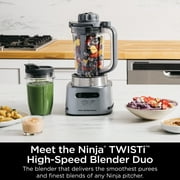 Ninja TWISTi 34-Oz Blender, Smoothie & Nutrient Extractor, 5 Auto-iQ Preset Programs, 18-Oz To-Go Cup, 1500PW, SS150 Gray