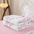 thumbnail image 5 of Manfei Bowknot Ribbon Zipper Twin Comforter Sets with Fitted Sheet and 2 Pillowcases,Simple Bow Print Zipper Bedding Set,Pink Reversible,4 Pieces, 5 of 7