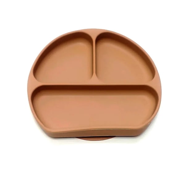 Baby D-Shaped Dinner Plate Compartmentalised Tray Silicone Suction Cup One Piece Baby Autonomous Eating Drop Proof Tableware