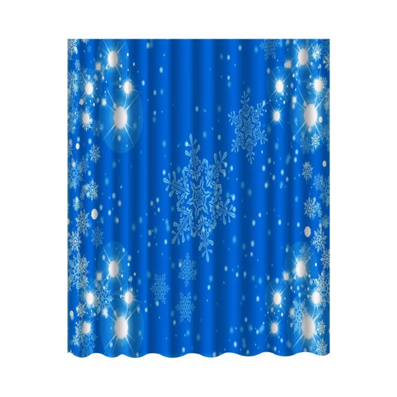 BallsFHK Winter Snowflake Shower Curtain Xmas Ice Holiday Home Bathtubs Bathroom Curtain Decoration Set 12 Hooks Washable Polyester Fabric