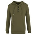 thumbnail image 3 of Olyvenn Womens 2025 Hoodies Button Collar Drawstring Hooded Pullover Sweatshirt Casual Long Sleeve Tops Shirts Green XXL, 3 of 4