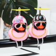 thumbnail image 2 of Adornos De Coche De Pato Rosa, Decoraciones Para Salpicadero De Coche, Gafas Geniales, Pato Con Casco De Hélice, Cadena Dorada Eigraketly OD016040-05, 2 of 6