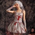 thumbnail image 2 of Disfraz de Halloween para fiesta de adultos, falda tutú con tirantes, personalizada, color gris, fantasma, novia, fiesta nocturna, fiesta de graduación, 2 of 5