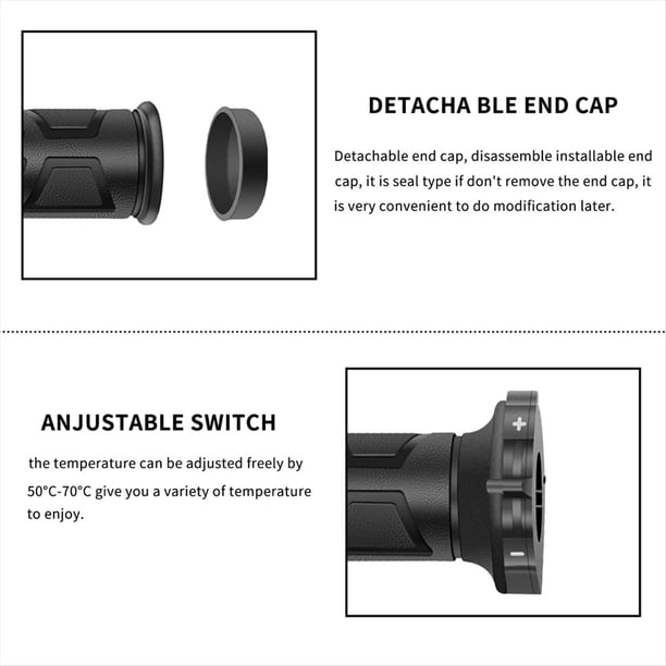 PuñOs Calefactables Manuales para Motocicleta PuñOs Calefactables Manuales de 22 mm Calentadores ATV PuñOs Moldeados Manejar Calefactable con Temperatura Ajustable