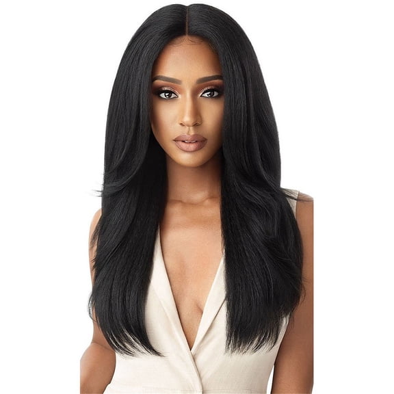 Qliuoazw Medium Hair Straight Hair Female Black European And Gradient Color Long Wig Chemical Fiber Any Face Wig